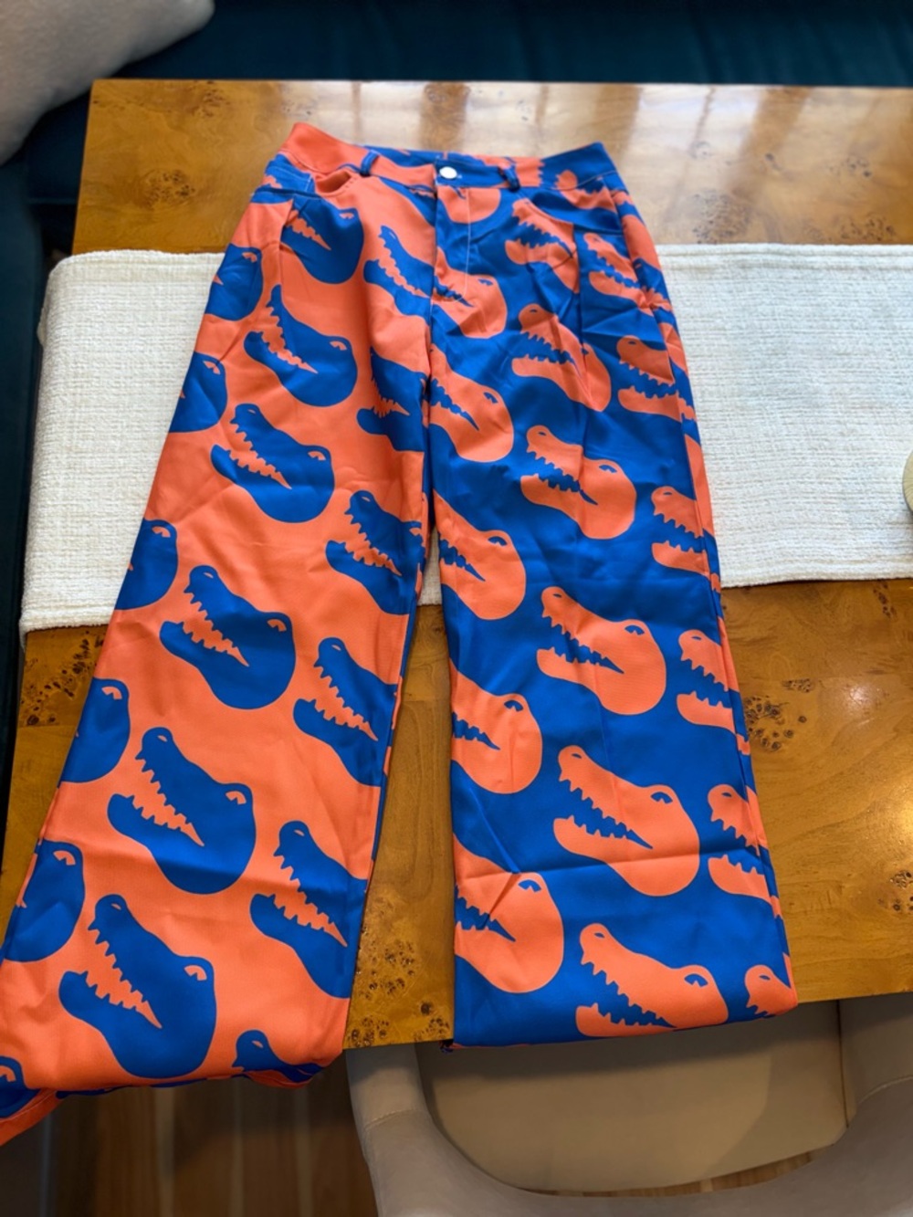 UF Gators women’s Flare Orange & Blue Alligator Print Pants